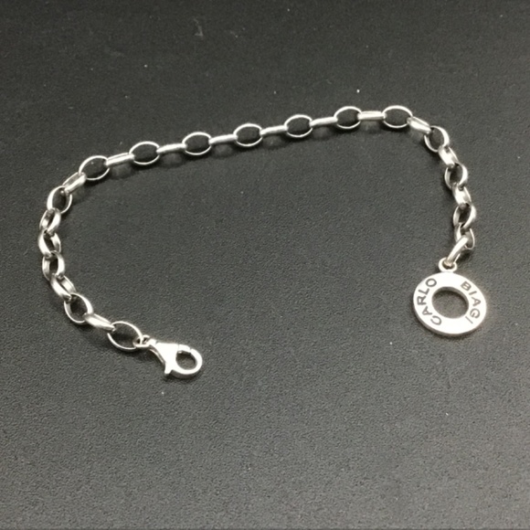 Carlo Biagi Italy Sterling Silver Link Chain starter Charms Bracelet CB 925 - Picture 2 of 3